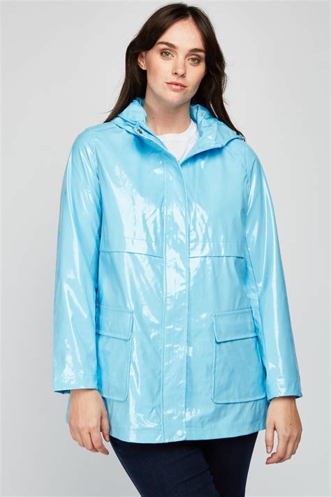 Black/sky Blue Cotton Raincoat 